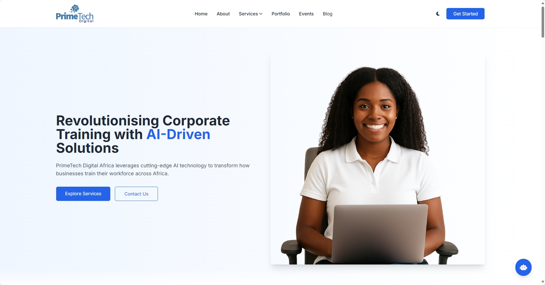 Screenshot of the PrimeTech Digital Africa project