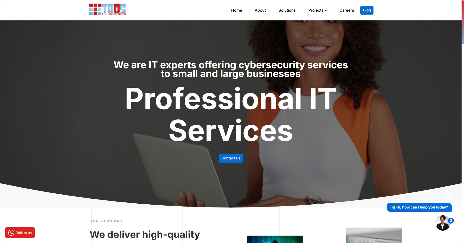 Screenshot of the Tros Technologies project