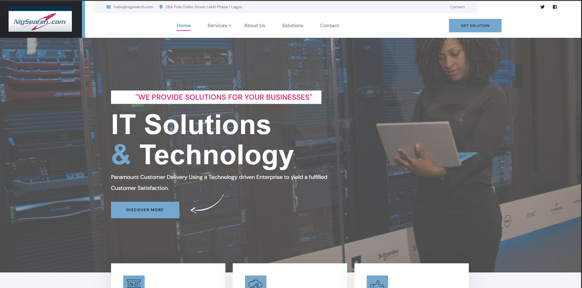 Screenshot of the Nigsearch project