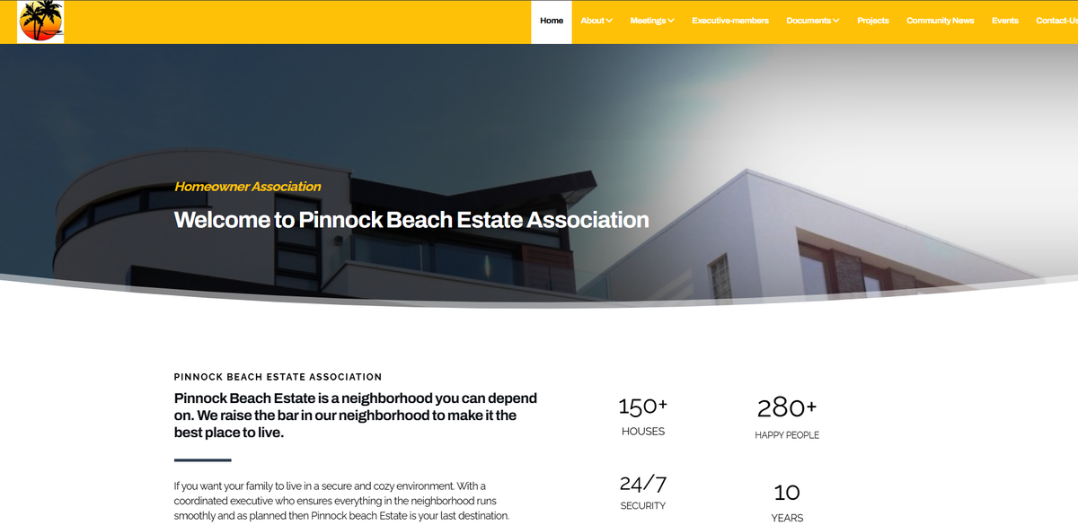 Screenshot of the Pinnock Beach Estate project